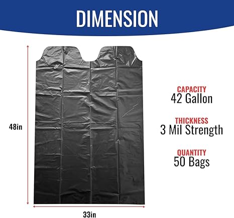42 Gal. Black 3 mil Contractor Bags with Flap 40/cs
