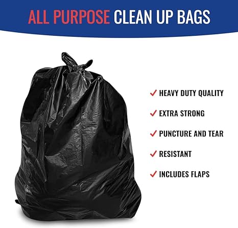 42 Gal. Black 3 mil Contractor Bags with Flap 40/cs