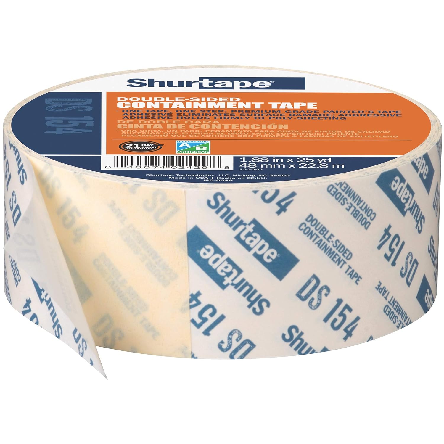 Shurtape DS 154 Double-Sided Containment Frog Tape, 48mm x 23 Meters 24/cs