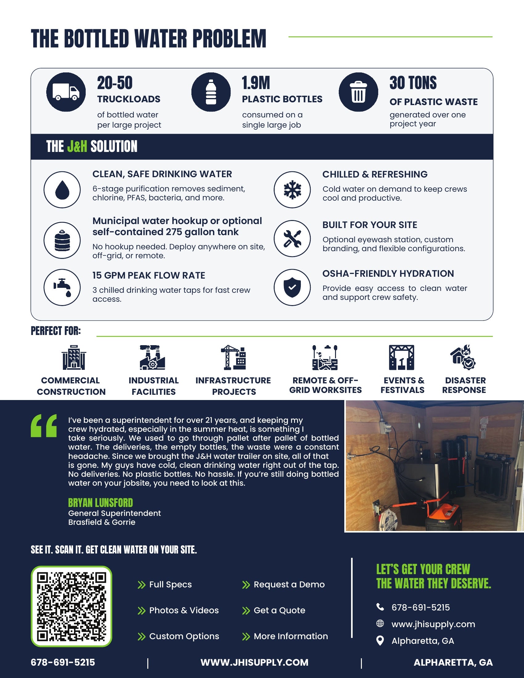 J&H Water Purification Trailer — On-Site Drinking Water for Any Worksite or Event