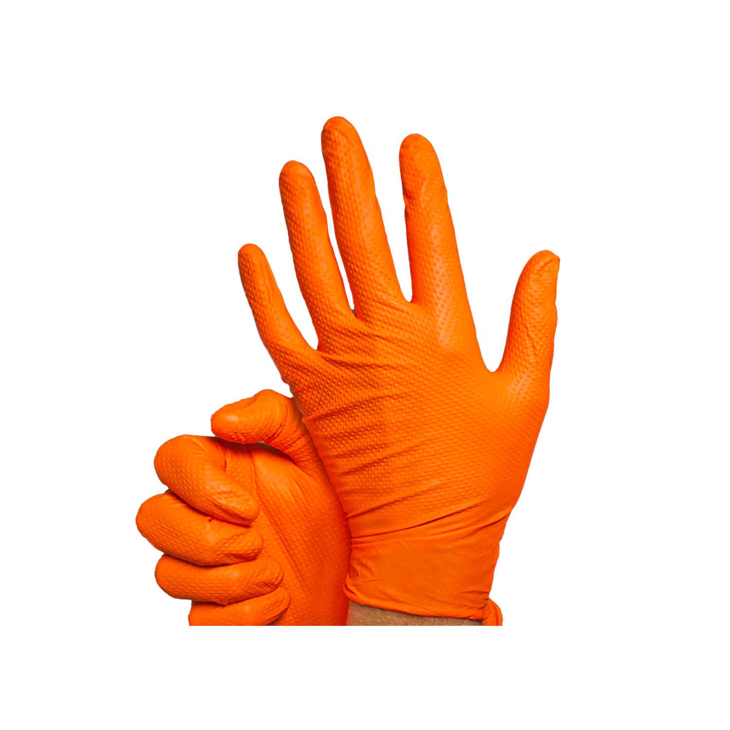 Orange Nitrile 9 Mil Pyramid Grip Gloves
